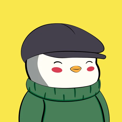 Pudgy Penguin #1001: Turtleneck Green · Blushing · Flat Cap Black