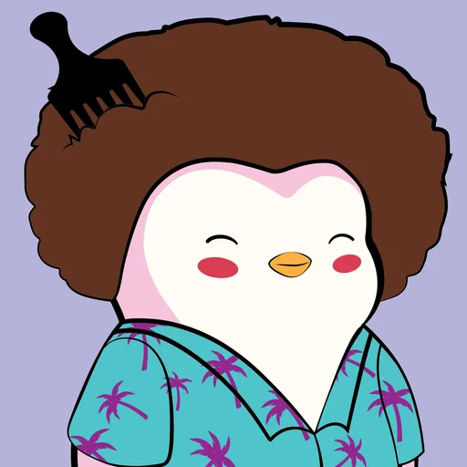 Pudgy Penguin #6566: Hawaiian Shirt · Blushing · Afro With Pick
