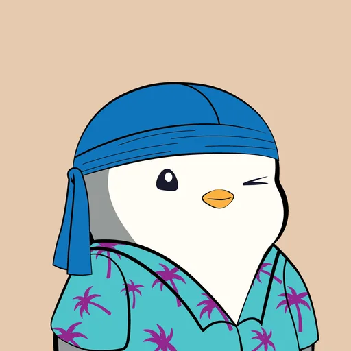 Pudgy Penguin #7426: Hawaiian Shirt · Winking · Durag Blue